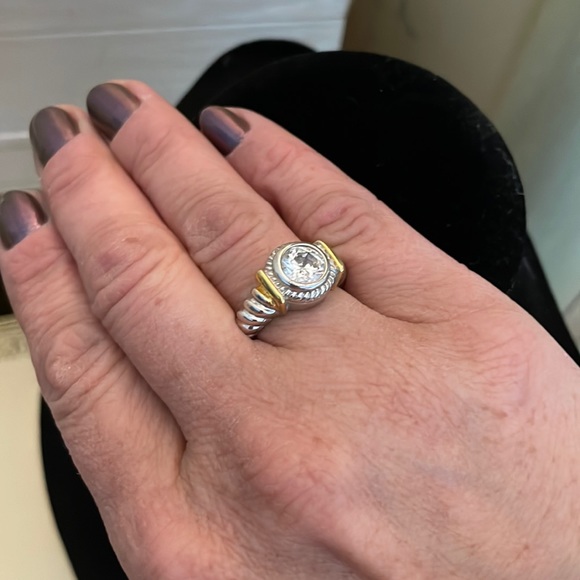 Silver & Gold CZ Ring - Picture 5 of 6